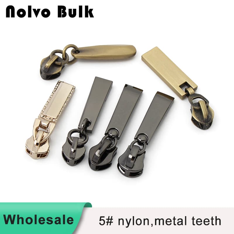 #5 Nylon Coil Metal Simple Zipper Puller Sliders- Wholesale & Custom Options | Fast Shipping lp05a1