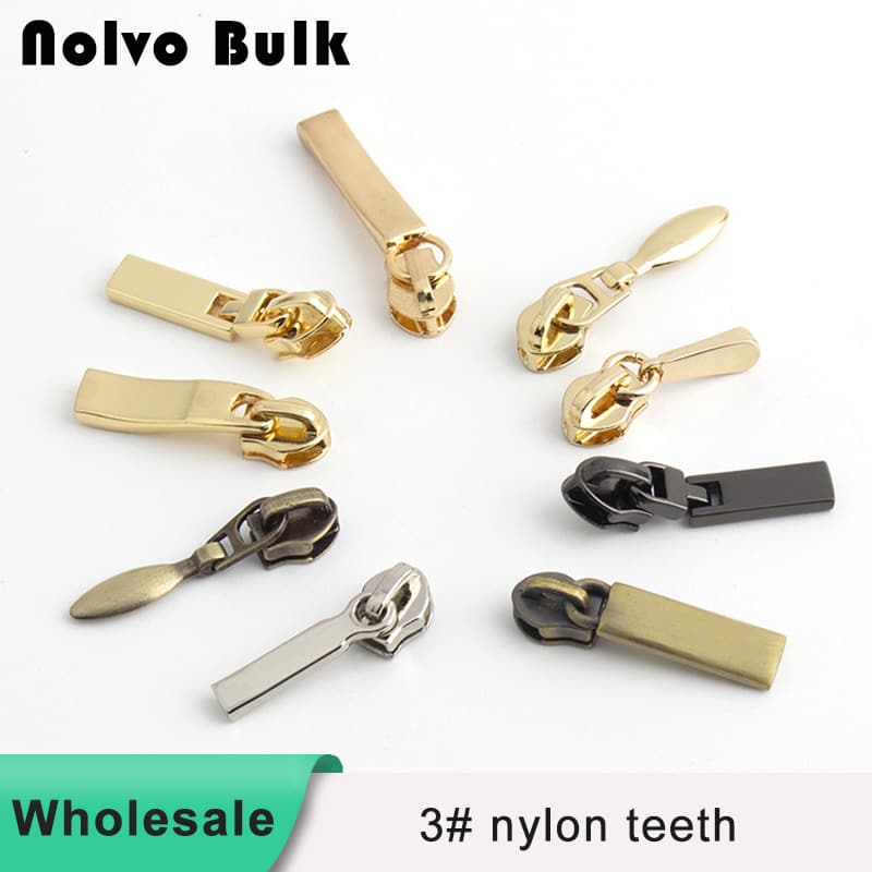 #3 Nylon Coil Metal Zipper Puller Drop Sliders- Wholesale & Custom Options | Fast Shipping lp05a1